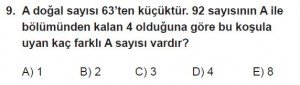Mezun Matematik kazanım Test 3 soru 9