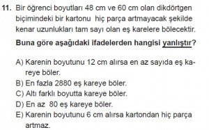 Mezun Matematik kazanım Test 4 soru 11