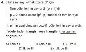 Mezun Matematik kazanım Test 4 soru 4