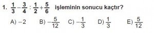 Mezun Matematik kazanım Test 5 soru 1