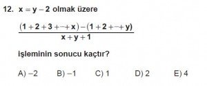 Mezun Matematik kazanım Test 5 soru 12