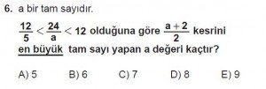 Mezun Matematik kazanım Test 5 soru 6