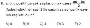 Mezun Matematik kazanım Test 5 soru 8