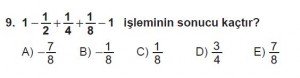 Mezun Matematik kazanım Test 5 soru 9