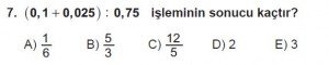 Mezun Matematik kazanım Test 6 soru 7