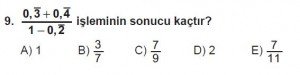 Mezun Matematik kazanım Test 6 soru 9