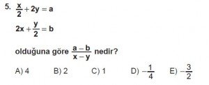Mezun Matematik kazanım Test 7 soru 5