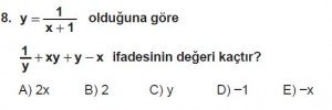Mezun Matematik kazanım Test 7 soru 8