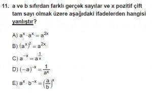 Mezun Matematik kazanım Test 9 soru 11