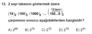 Mezun Matematik kazanım Test 9 soru 12