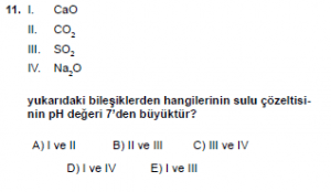 10. Sıınıf Kimya Test 10 Soru 11