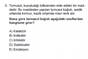 10. Sıınıf Kimya Test 10 Soru 3