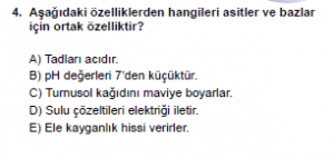 10. Sıınıf Kimya Test 10 Soru 4