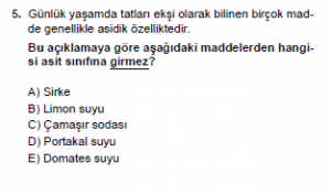 10. Sıınıf Kimya Test 10 Soru 5