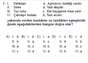 10. Sıınıf Kimya Test 10 Soru 7