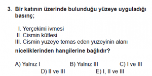 10. Sınıf Fizik Test 1 Soru 3