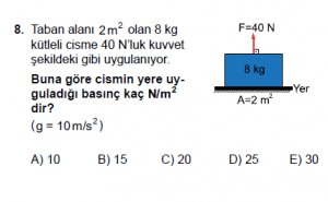 10. Sınıf Fizik Test 1 Soru 8