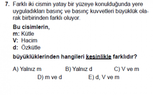 10. Sınıf Fizik Test 2 Soru 7