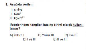 10. Sınıf Fizik Test 2 Soru 8