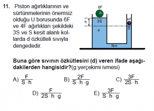 10. Sınıf Fizik Test 3 Soru 11