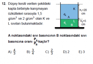 10. Sınıf Fizik Test 3 Soru 12