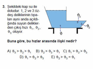 10. Sınıf Fizik Test 3 Soru 3
