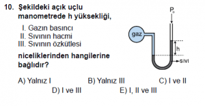 10. Sınıf Fizik Test 4 Soru 10
