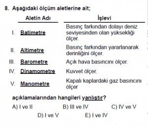 10. Sınıf Fizik Test 4 Soru 8
