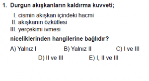 10. Sınıf Fizik Test 5 Soru 1