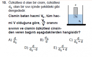10. Sınıf Fizik Test 5 Soru 10