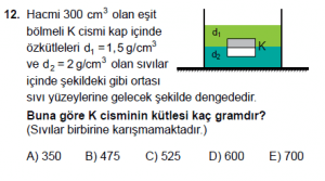 10. Sınıf Fizik Test 5 Soru 12