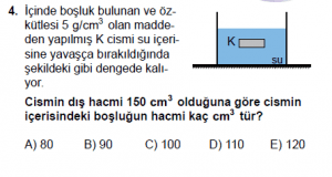10. Sınıf Fizik Test 5 Soru 4