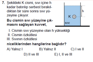10. Sınıf Fizik Test 5 Soru 7