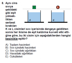 10. Sınıf Fizik Test 5 Soru 8