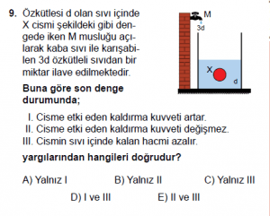 10. Sınıf Fizik Test 5 Soru 9
