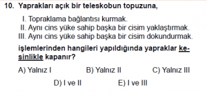 10. Sınıf Fizik Test 6 Soru 10