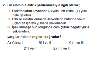 10. Sınıf Fizik Test 6 Soru 2