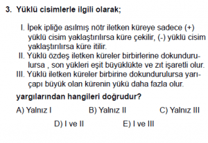 10. Sınıf Fizik Test 6 Soru 3