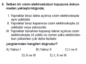 10. Sınıf Fizik Test 6 Soru 5