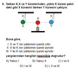 10. Sınıf Fizik Test 6 Soru 6