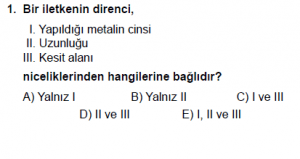 10. Sınıf Fizik Test 7 Soru 1