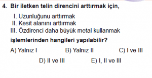 10. Sınıf Fizik Test 7 Soru 4
