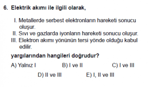 10. Sınıf Fizik Test 7 Soru 6