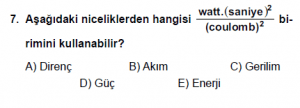 10. Sınıf Fizik Test 7 Soru 7