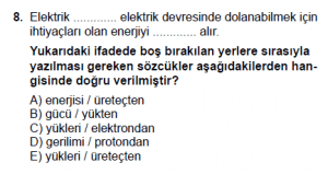 10. Sınıf Fizik Test 7 Soru 8
