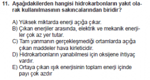 10. Sınıf Kimya Test 15 Soru 11