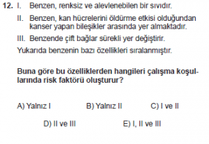10. Sınıf Kimya Test 15 Soru 12