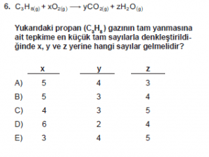 10. Sınıf Kimya Test 15 Soru 6