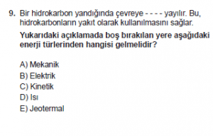 10. Sınıf Kimya Test 15 Soru 9