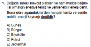10. Sınıf Kimya Test 16 Soru 1